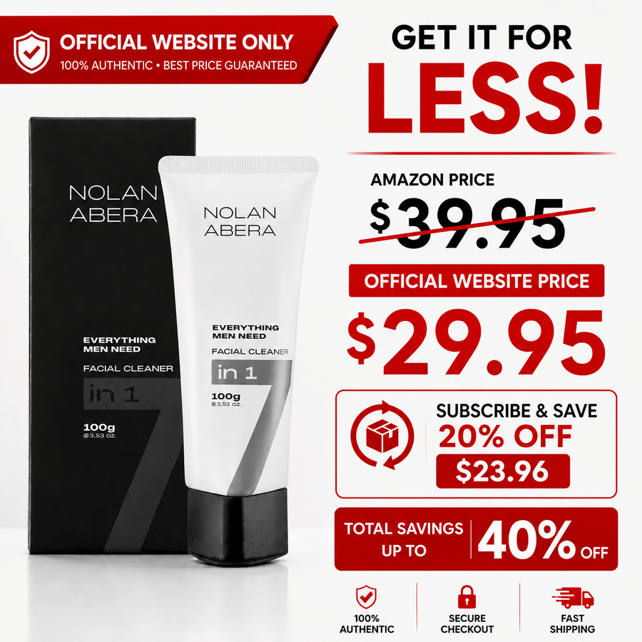 Abera Nolan Daily Facial Cleanser for Men - Oil Control & Deep Cleansing, 3.53oz