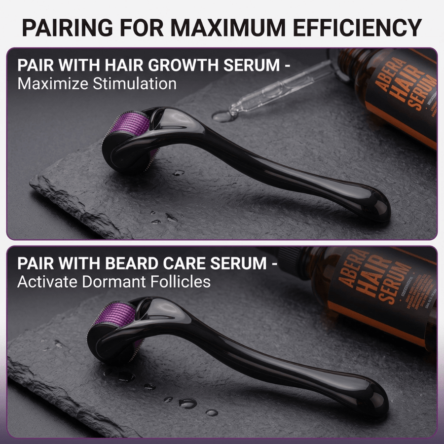 Abera 540 Microneedle Derma Roller 0.5mm for Hair Growth, Beard & Face Care, Black