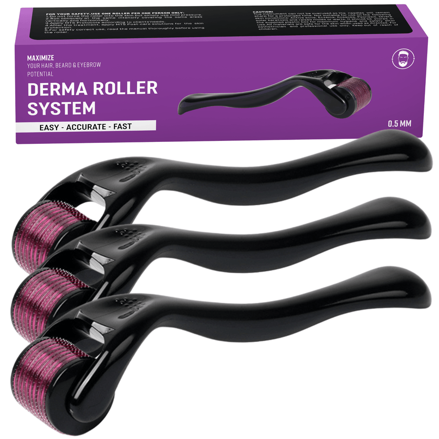 Abera 540 Microneedle Derma Roller 0.5mm for Hair Growth, Beard & Face Care, Black