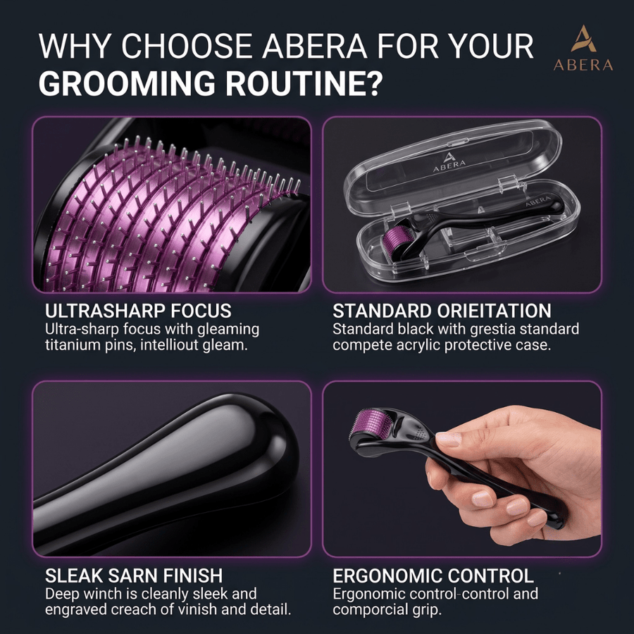 Abera 540 Microneedle Derma Roller 0.5mm for Hair Growth, Beard & Face Care, Black