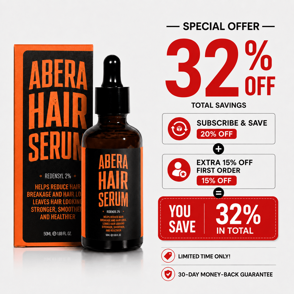 Abera Hair Growth Serum — 5 Actives, Drug-Free, Non-Greasy