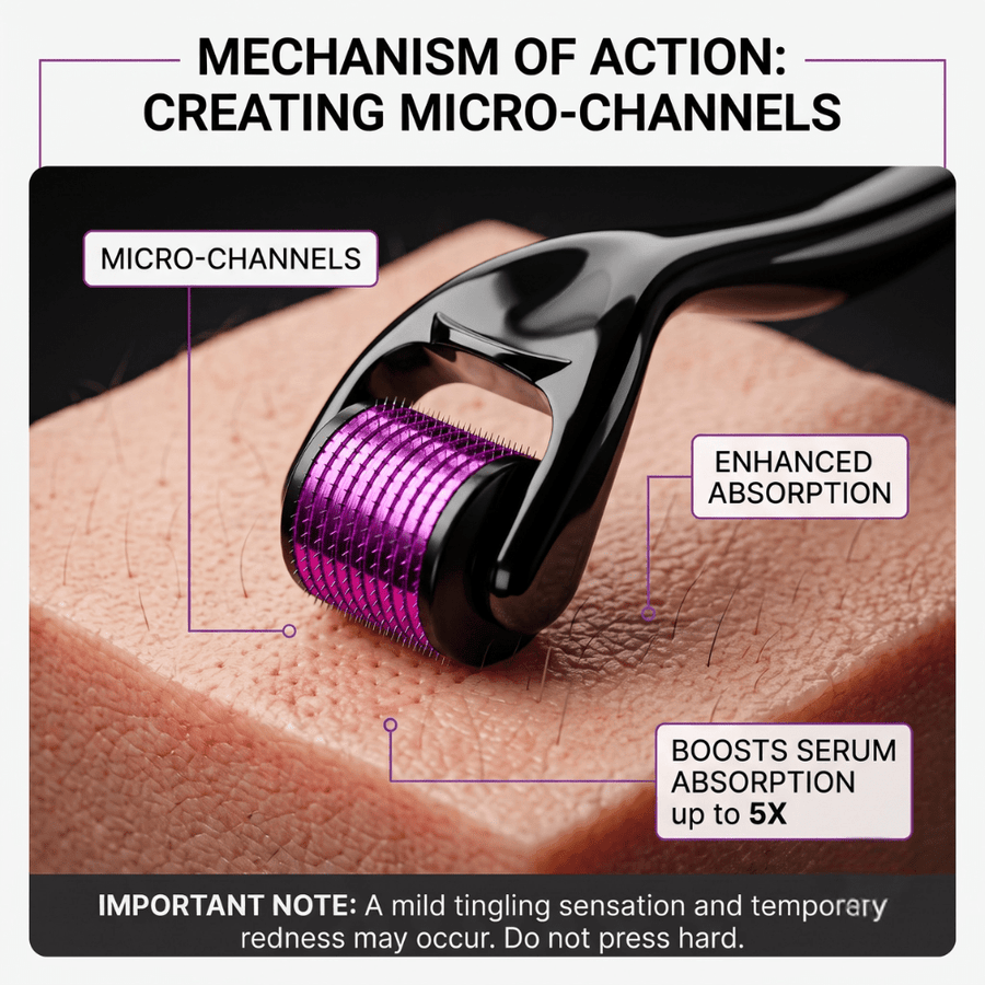 Abera 540 Microneedle Derma Roller 0.5mm for Hair Growth, Beard & Face Care, Black