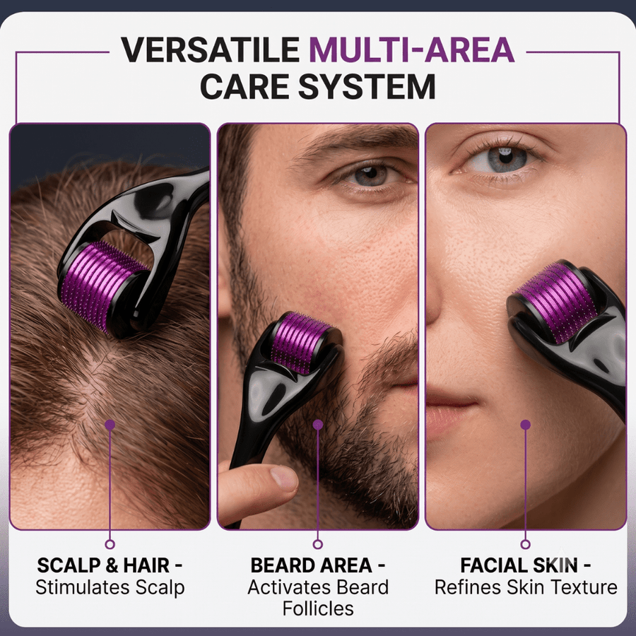 Abera 540 Microneedle Derma Roller 0.5mm for Hair Growth, Beard & Face Care, Black