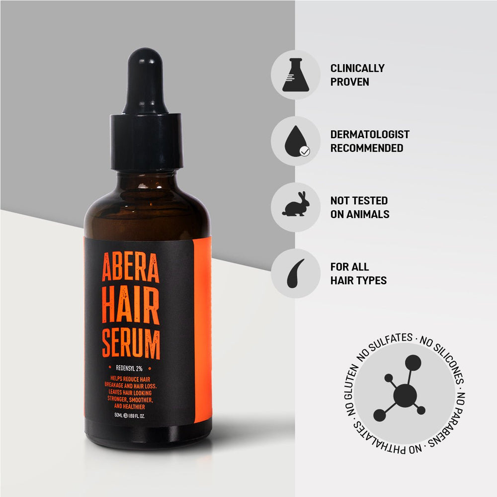 Abera Hair Serum with Redensyl — 3 Month Supply (3 Bottles) + Free Gold Scalp Roller