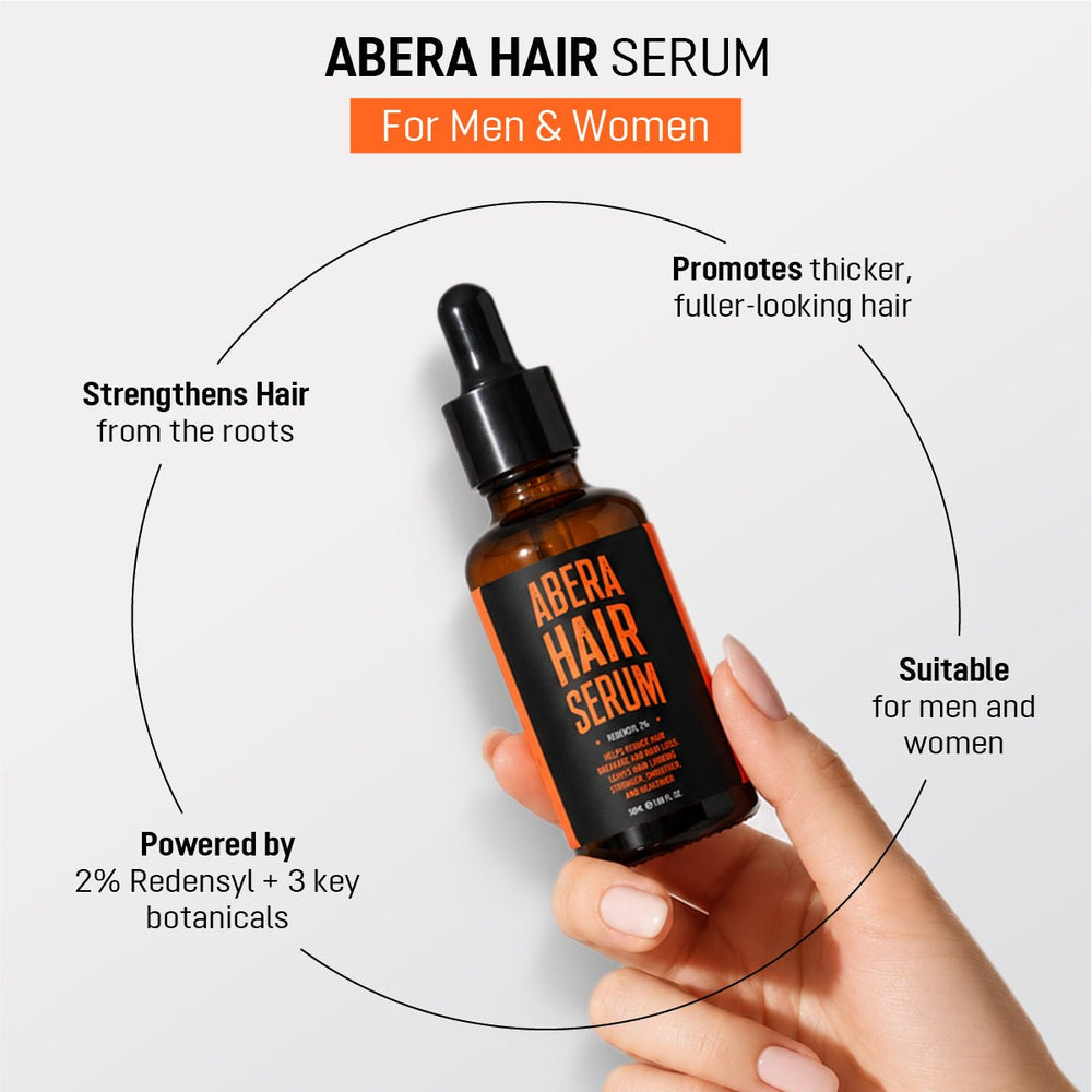 Abera Hair Serum with Redensyl — 3 Month Supply (3 Bottles) + Free Gold Scalp Roller