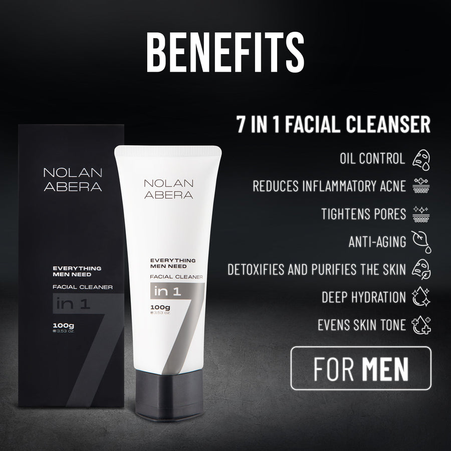 Abera Nolan Daily Facial Cleanser for Men - Oil Control & Deep Cleansing, 3.53oz