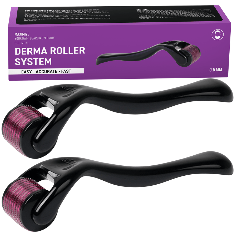 Abera 540 Microneedle Derma Roller 0.5mm for Hair Growth, Beard & Face Care, Black